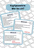 Vorschau - Aufgabenkarten - Kopfgeometrie: Wer bin ich? - Deckblatt