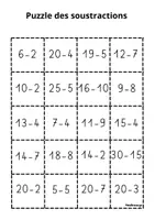 Aperçu - Cartes / Images - Puzzle des soustractions - Page 1