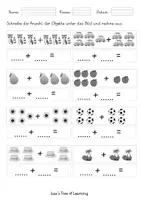 Vorschau - Arbeitsblätter - Mathematik: Addition Objekte und Würfelaugen Zahlenraum 10 1.Klasse - Seite 2