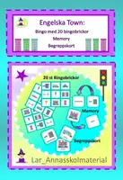 förhandsvisning - Bingo, memory och begreppskort 3 i 1 Engelska Town - försättsblad