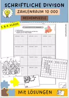 Vorschau - Arbeitsblätter - Rechenpuzzle - schriftliche Division - zweistelliger Teiler - Deckblatt
