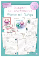 Vorschau - Arbeitsblätter - Wörter mit Qu / qu - Übungsheft und Bild/-Wortkarten - Deckblatt