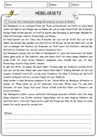 Vorschau - Arbeitsblätter - Hebelgesetz Physik Arbeitsblätter mit Lösungen Lesetext - Seite 1