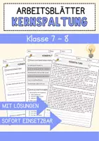 Vorschau - Arbeitsblätter - Kernspaltung Physik Arbeitsblätter mit Lösungen Lesetext - Deckblatt