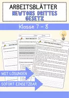 Vorschau - Arbeitsblätter - Newtons drittes Gesetz Physik Arbeitsblätter mit Lösungen Lesetext - Deckblatt