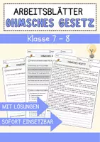 Vorschau - Arbeitsblätter - Ohmsches Gesetz Physik Arbeitsblätter mit Lösungen Lesetext - Deckblatt