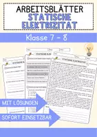 Vorschau - Arbeitsblätter - Statische Elektrizitaet Physik Arbeitsblätter mit Lösungen Lesetext - Deckblatt