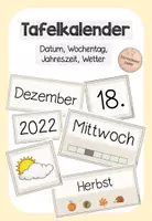 Vorschau - Bildkarten - Tafelkalender (Datum, Wochentag, Jahreszeit, Wetter) - Deckblatt