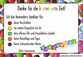 Vorschau - Anderer Materialtyp - Danke für die kunterbunte Zeit - Abschiedsgeschenk für Kolleg(inn)en (Schokolinsen) - Seite 1