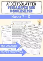 Vorschau - Arbeitsblätter - Verdampfen und Kondensieren Physik Arbeitsblätter mit Lösungen Lesetext - Deckblatt