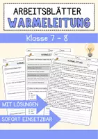 Vorschau - Arbeitsblätter - Wärmeleitung Physik Arbeitsblätter mit Lösungen Lesetext - Deckblatt