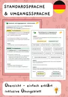 Vorschau - Arbeitsblätter - Übersicht: Standardsprache und Umgangssprache - inklusive Übungsblatt - Deckblatt