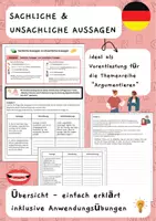 Vorschau - Arbeitsblätter - Sachliche und unsachliche Aussagen - Überblick und Übungen - Deckblatt