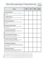Vorschau - Arbeitsblätter - Präsentation Bewertungsbogen - Deckblatt