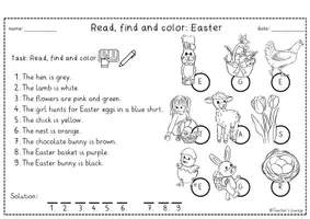 Vorschau - Stationenlernen - Easter- Read, find and color - Seite 2