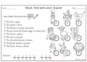Vorschau - Stationenlernen - Easter- Read, find and color - Seite 3