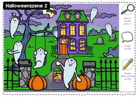 Vorschau - Arbeitsblätter - Halloweenszenen - Mini-Wimmelbilder zum Lesen und Erzählen - Seite 2