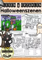 Vorschau - Arbeitsblätter - Halloweenszenen - Mini-Wimmelbilder zum Lesen und Erzählen - Deckblatt