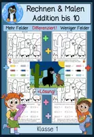 Vorschau - Arbeitsblätter - Rechnen & Malen – Addition bis 10 🎨 Rechenmalblätter ZR 10, Differenziertes Mathe-Arbeitsblatt für Klasse 1 - Deckblatt