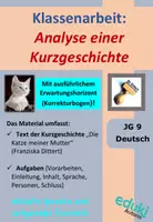 Vorschau - Klassenarbeiten - Klassenarbeit: Analyse einer Kurzgeschichte (Klasse 9) mit ausführlichem Korrekturbogen - Deckblatt