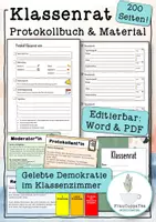 Vorschau - Anderer Materialtyp - Klassenrat Protokollbuch mit Material (Word & PDF Versionen) - Deckblatt