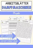 Vorschau - Arbeitsblätter - Dampfmaschinen Physik Arbeitsblätter mit Lösungen Lesetext - Deckblatt