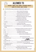 Vorschau - Arbeitsblätter - To Be Allowed To (Present, Past, Present Perfect, Future) - Seite 1