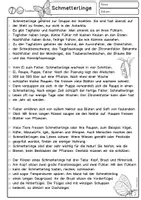 Vorschau - Stundenentwürfe - Schmetterlinge Lesetext erster Sachtext Klasse 2, 3, DaZ, Lesen und Verstehen - Seite 1