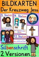 Vorschau - Fördermaterial/Inklusion - Kreuzweg Jesu Bildkarten Silbenschrift Religion Klasse 1 - Deckblatt