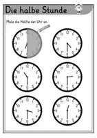 Vorschau - Arbeitsblätter - halbe Stunde Uhrzeit Arbeitsblätter Übungsblätter - Seite 2