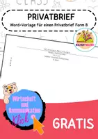 Vorschau - Arbeitsblätter - Privatbriefvorlage: Word-Vorlage zur Erstellung eines Privatbriefes Form B - Deckblatt