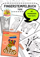 Vorschau - Mal- und Bastelvorlagen - Großes Fingerstempelbuch mit tierischen Motiven und spannenden Fun Facts - Deckblatt