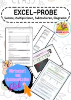 Vorschau - Test - Excel-Probe Summe, Multiplizieren, Subtrahieren, Diagramm - Deckblatt