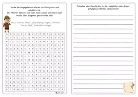 Vorschau - Arbeitsblätter - Suchsel mit Textproduktion / Reizwortgeschichte / Vertretung - Seite 2