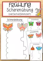 Vorschau - Anderer Materialtyp - Frühling Scherenübung (vierfachdifferenziert) - Deckblatt