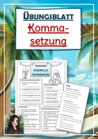 Vorschau - Arbeitsblätter - Übungsaufgaben: Komma / Kommasetzung / Kommaregeln (inkl. Lösung) - Deckblatt