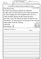 Vorschau - Arbeitsblätter - Ostern Klasse 2, 3, Brief vom Osterhasen, Lesetext, Abschreibtext, Rechtschreibung, Groß- und Kleinschreibung - Seite 1