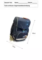 Vorschau - Test - Gegenstandsbeschreibung Schultasche | Klassenarbeit Klasse 3 und 4 - Seite 1