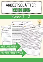 Vorschau - Arbeitsblätter - Keimung Biologie Arbeitsblätter mit Lösungen Lesetext - Deckblatt