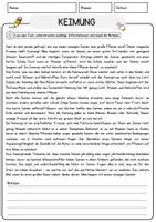Vorschau - Arbeitsblätter - Keimung Biologie Arbeitsblätter mit Lösungen Lesetext - Seite 1