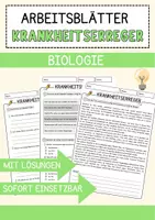Vorschau - Arbeitsblätter - Krankheitserreger Biologie Arbeitsblätter mit Lösungen Lesetext - Deckblatt