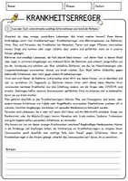 Vorschau - Arbeitsblätter - Krankheitserreger Biologie Arbeitsblätter mit Lösungen Lesetext - Seite 1