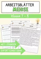 Vorschau - Arbeitsblätter - Meiose Biologie Arbeitsblätter mit Lösungen Lesetext - Deckblatt