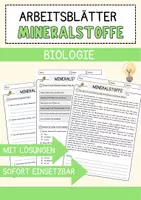 Vorschau - Arbeitsblätter - Mineralstoffe Biologie Arbeitsblätter mit Lösungen Lesetext - Deckblatt