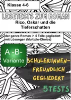 Vorschau - Test - Rico, Oskar und die Tieferschatten - Lesetests (5x kapitelweise A/B) - Deckblatt