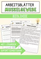 Vorschau - Arbeitsblätter - Muskelgewebe Biologie Arbeitsblätter mit Lösungen Lesetext - Deckblatt