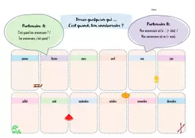 Vorschau - Arbeitsblätter - Trouve qn qui: Calendrier d'anniversaire - Deckblatt