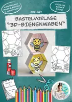 Vorschau - Spiele - Bastelvorlage Klassenprojekt "3D-Bienen-Waben" / Biene - Deckblatt
