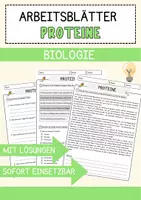 Vorschau - Arbeitsblätter - Proteine Biologie Arbeitsblätter mit Lösungen Lesetext - Deckblatt