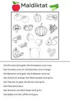 Vorschau - Arbeitsblätter - Maldiktat einfach - Obst und Gemüse - Deckblatt